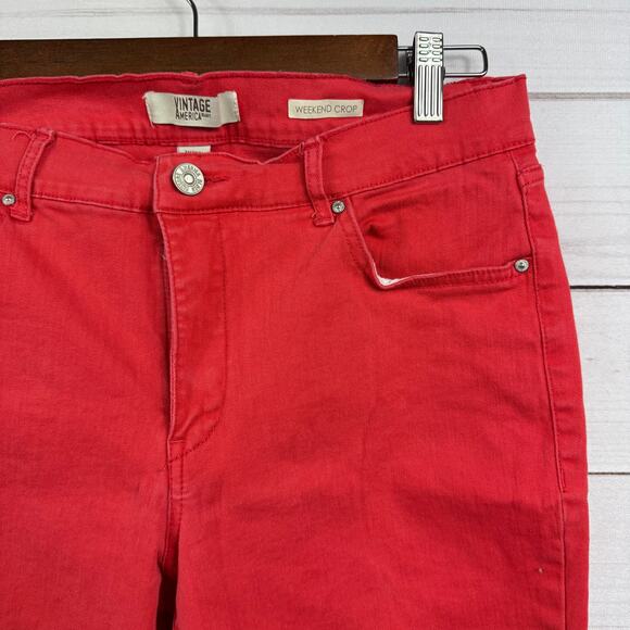 Vintage America Blues Weekend Crop Red Jeans Size 10 - Picture 2 of 7